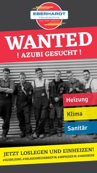 Wanted: Azubi gesucht! Wir suchen Auszubildende im Bereich Anlagenmechanik. Jetzt loslegen und einheizen!